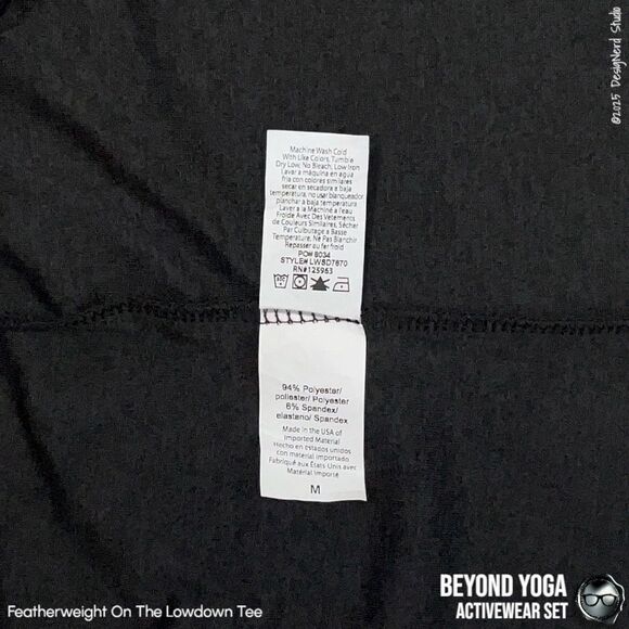 BEYOND YOGA SPACEDYE SET: ON THE DOWN LOW TEE + MIDI LEGGINGS IN DARKEST NIGHT M - Picture 11 of 15